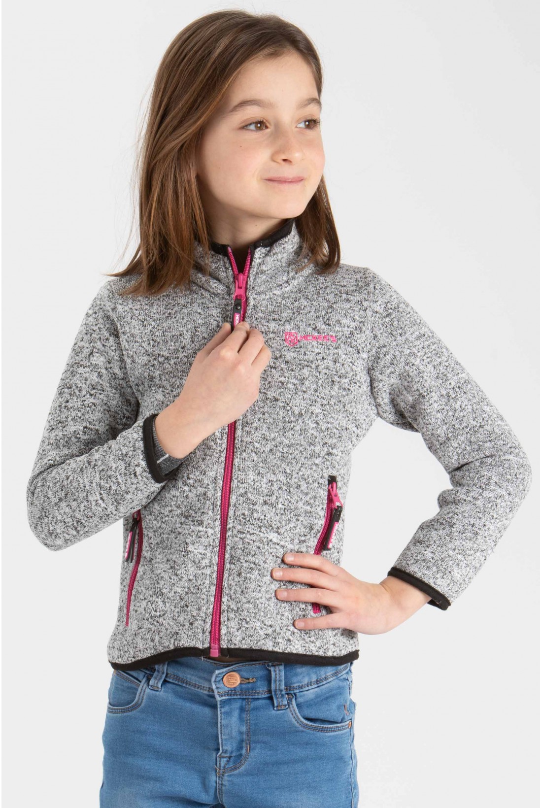 AGATA GIRLS FULL-ZIP KNIT-EFFECT FLEECE JACKET